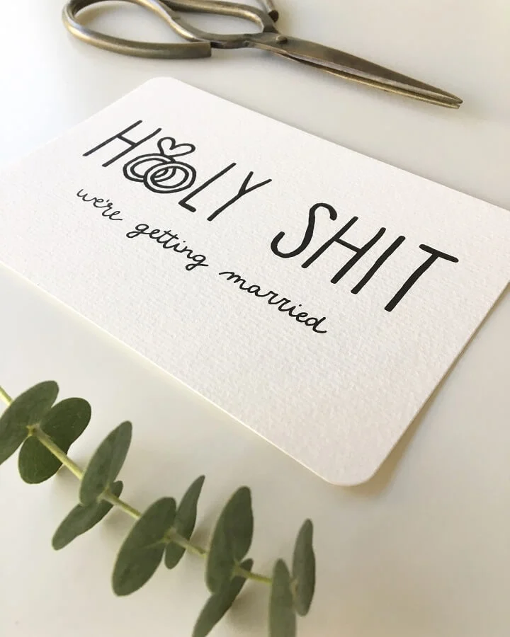 Holy Shit - trouwkaart wedding invitation